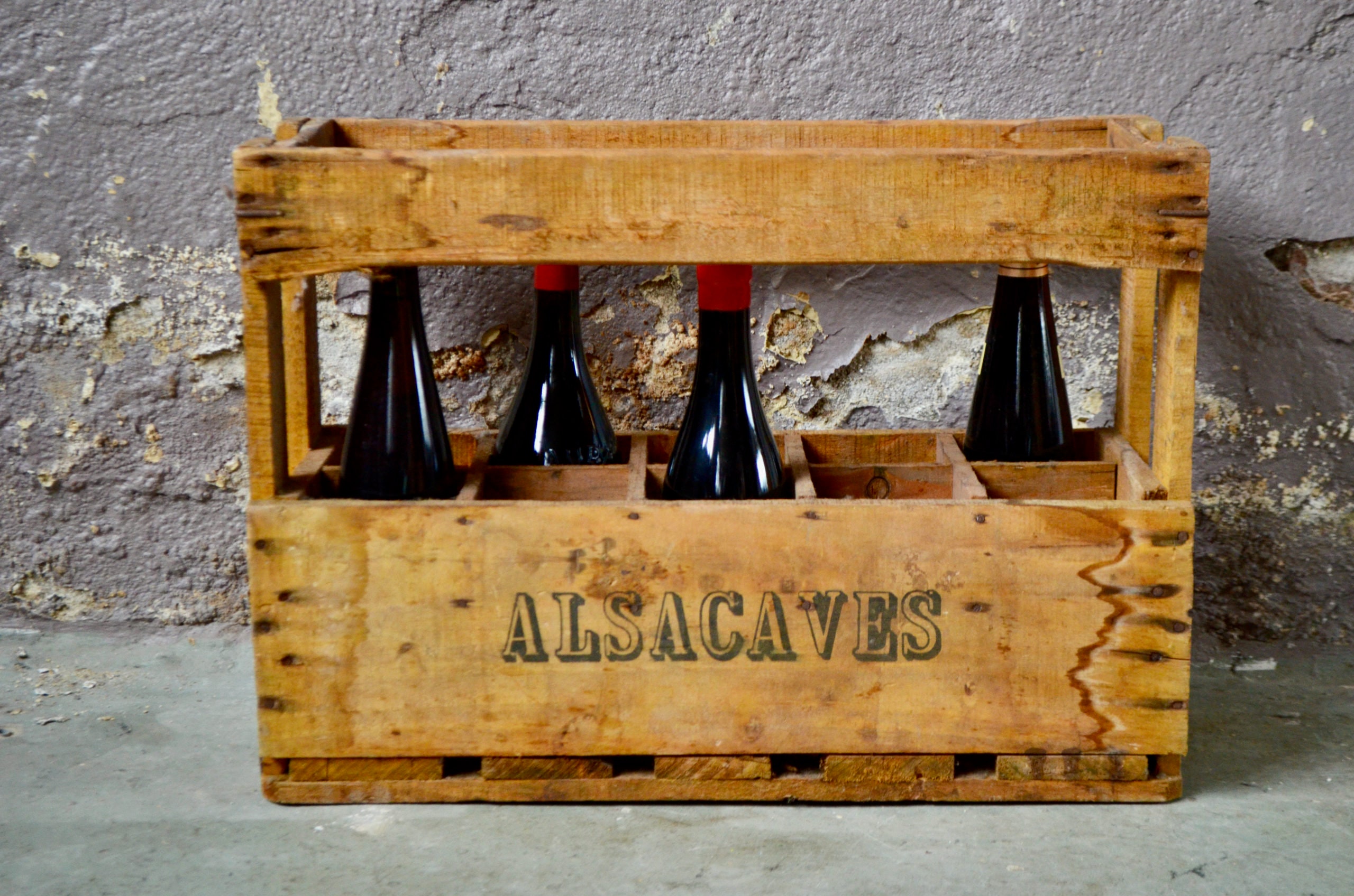 Boite de transport vintage pour 2 bouteilles de vin