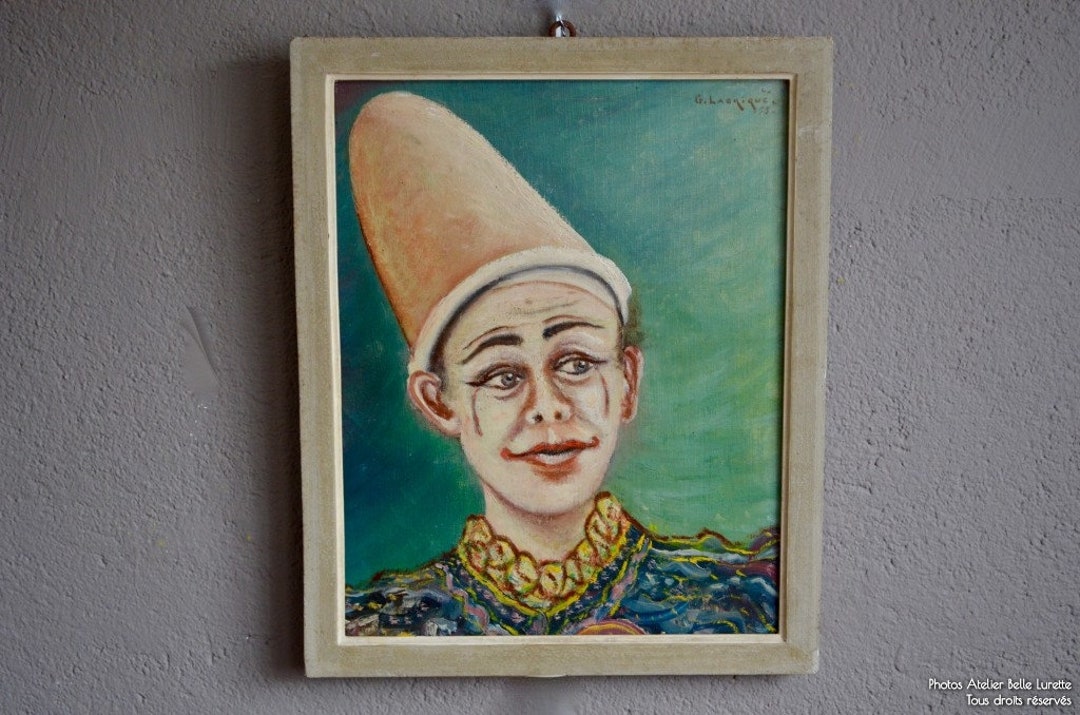 絵画　ピエロ　油絵 絵画ピエロ油絵