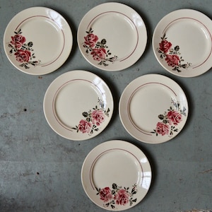 Badonviller rose plates Art Deco style vintage old boho tableware