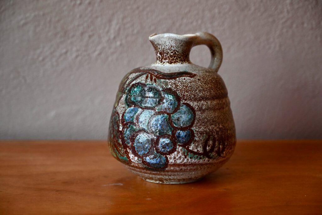 Large Accolay Pitcher Midcentury French Ceramic Rustic Vase