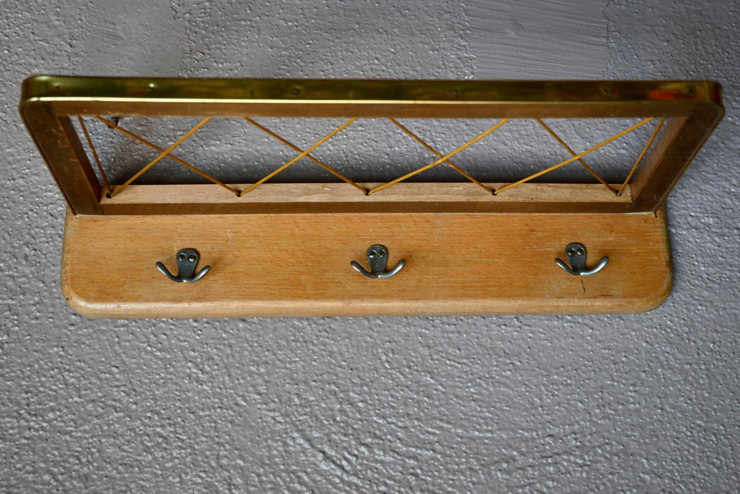 Portemanteaux Mural Bois Et Chant Doré Patère Au Design Vintage Scandinave