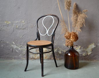 Thonet Chair N.20 Omega Shape Silver Bistro in Curved Wood and
