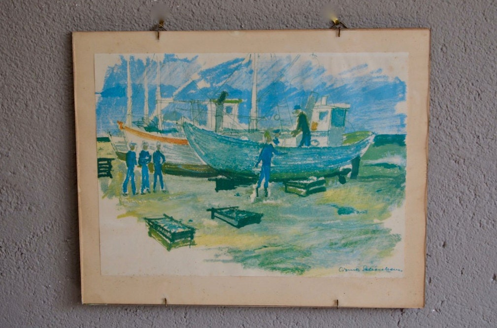 Tableau chambre enfant vintage dessin à la craie grasse pastels