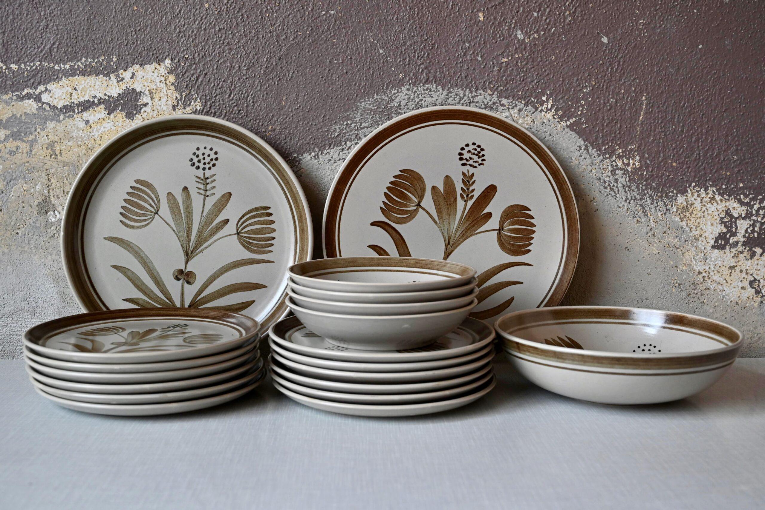 Stoneware Dinnerware Set With a Boho, Country Chic and Wabi Sabi