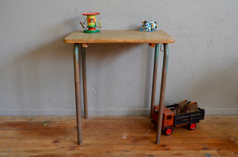 Office Kids Furniture Retro Vintage School Desk In Wood And Metal 50s Kid Antic French Fifties Midcentury