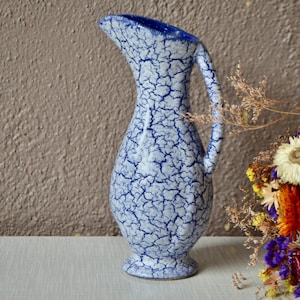 Cracked ceramic pitcher handle vase vintage boho and Scandinavian style