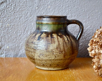 Pitcher jug or water pitcher with wide neck in ceramic stoneware tableware style boho ikebana wabi sabi vintage and country chic