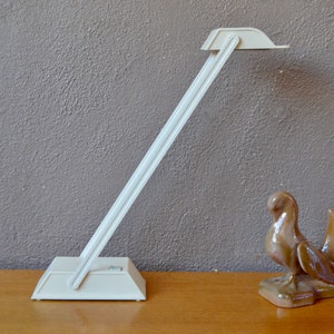 White desk lamp vintage design and minimalist space age OSRAM Halostar