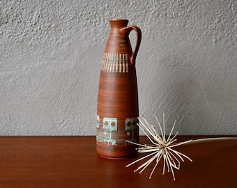 Soliflore vase, pitcher, fat lava, West Germany, 1960s, terracotta, tribal ethnic