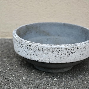 Large vintage brutalist style concrete planter boho garden cache pot