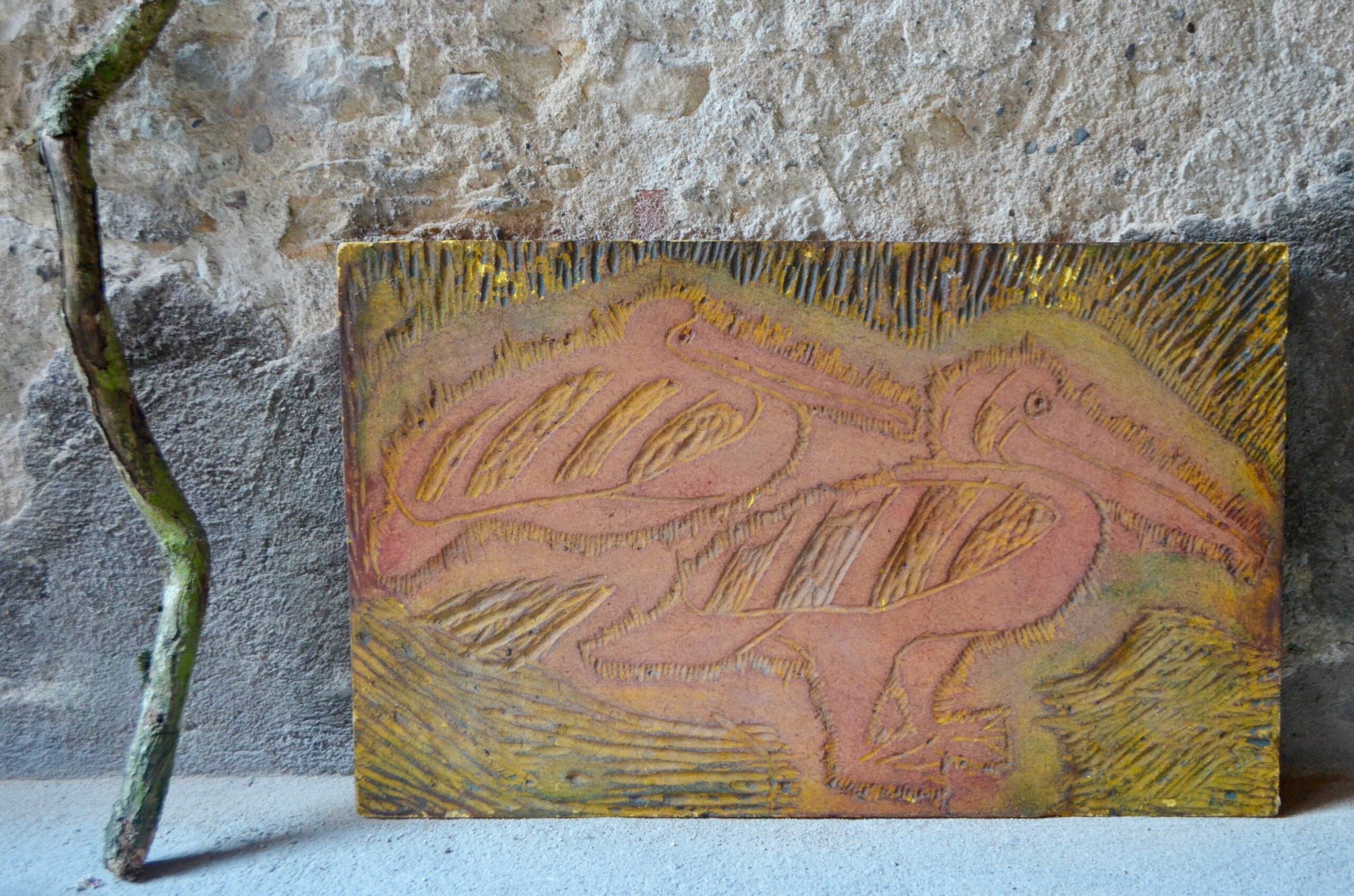 Panneau de Sérigraphie Duo Pellicans