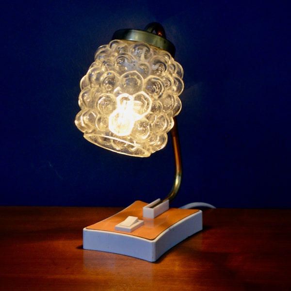 Lampe chevet table vintage colorée orange et blanche