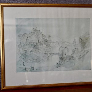 Baden 2 Lumograph by William Turner pre impressionist landscape lithograph serigraph image 1