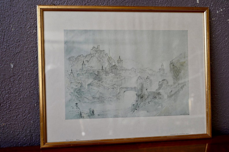 Baden 2 Lumograph by William Turner pre impressionist landscape lithograph serigraph image 1