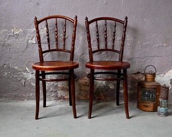 Pair of Jacob & Josef Kohn chairs in old bentwood bistro style boho art nouveau vintage and shabby chic