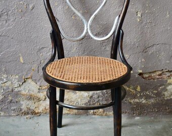 Thonet Chair N.20 Omega Shape Silver Bistro in Curved Wood and