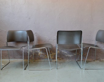 Chaises 40/4 David Rowland metal minimaliste années 50 empilable design vintage rétro midcentury chairs moderniste antic stackable chairs