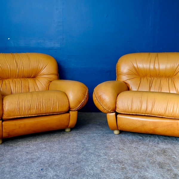 Paire de fauteuils club italiens tout confort design vintage et Italian Modern