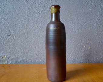 Noron la Poterie zandsteen soliflore flesvaas ondertekend Jean Dubost boho stijl vintage brutalistische wabi sabi