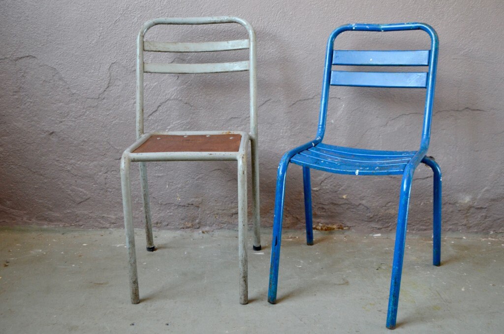 Paire de Chaises en Métal, Indus Vintage