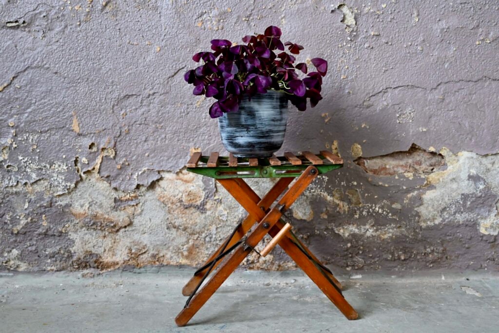 M*G様 EUREKA Vintage stool Mid-Century Folding Stool in Wood Slat and Metal from Eureka