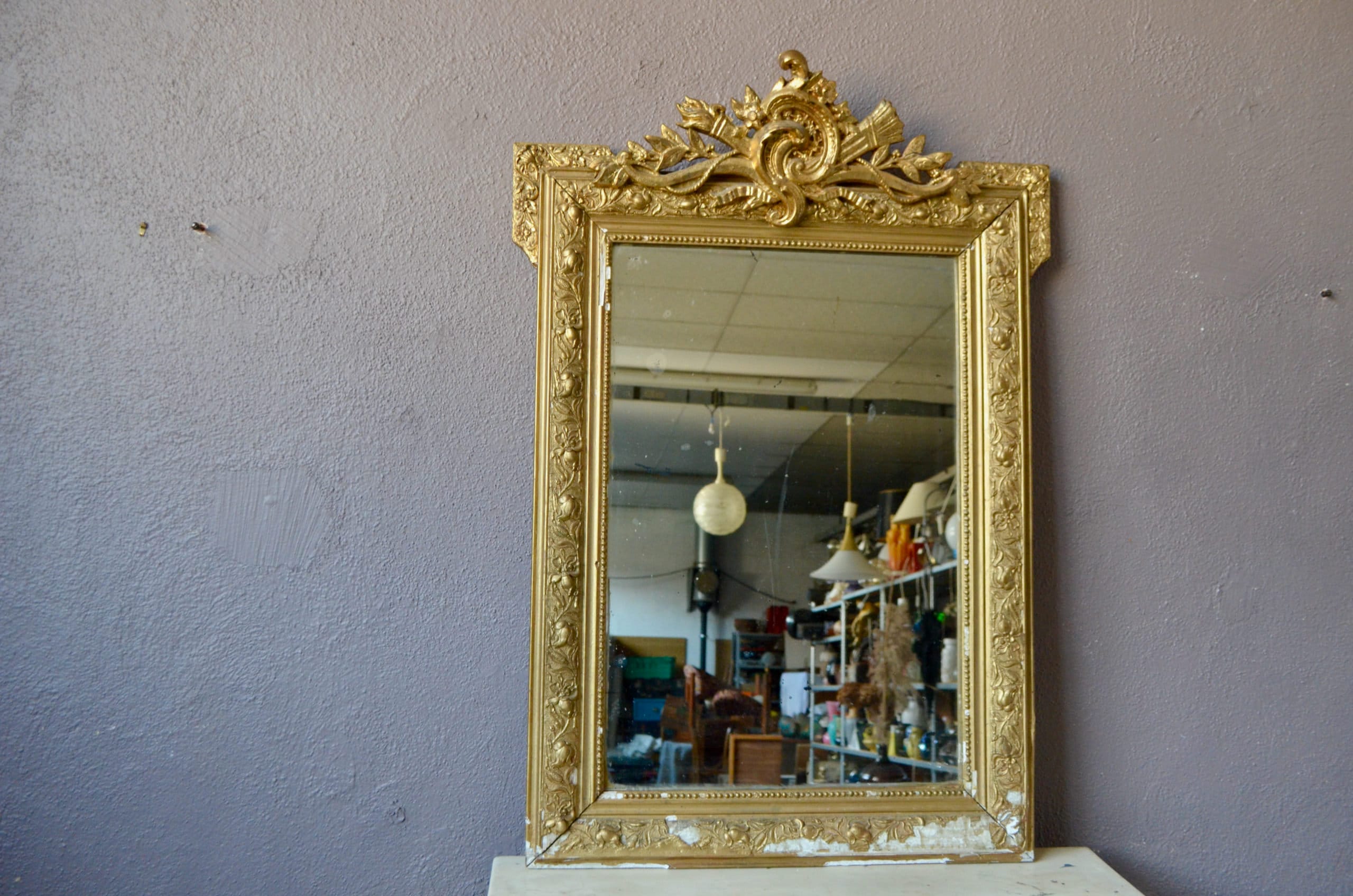 CADRE PHOTO VERRE miroir taillé déco Argenté St 1950 vue 23x17 Ancien EUR 55,00 - FR