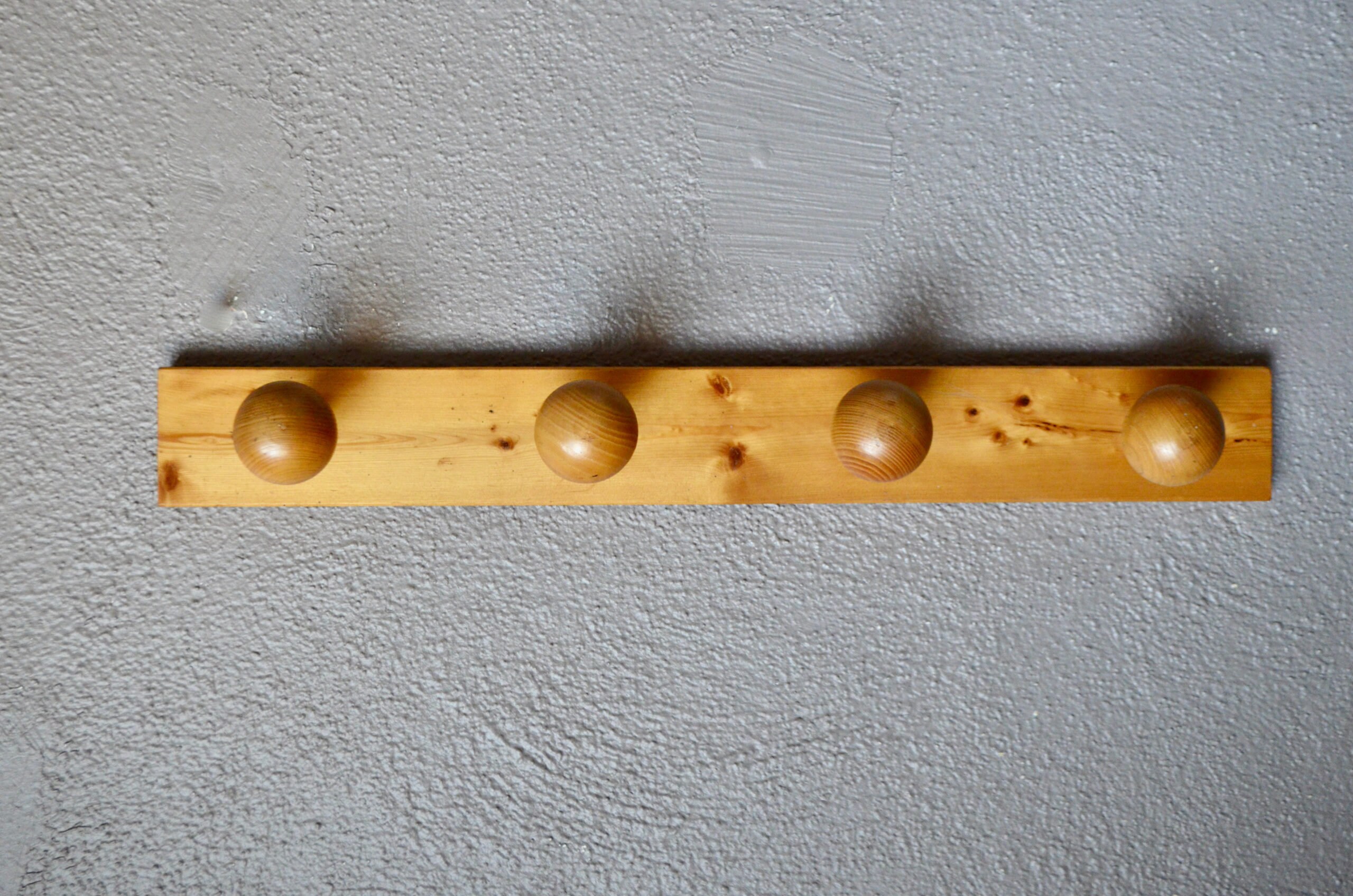 Large Vintage Wooden Ball Coat Rack With a Minimalist and 