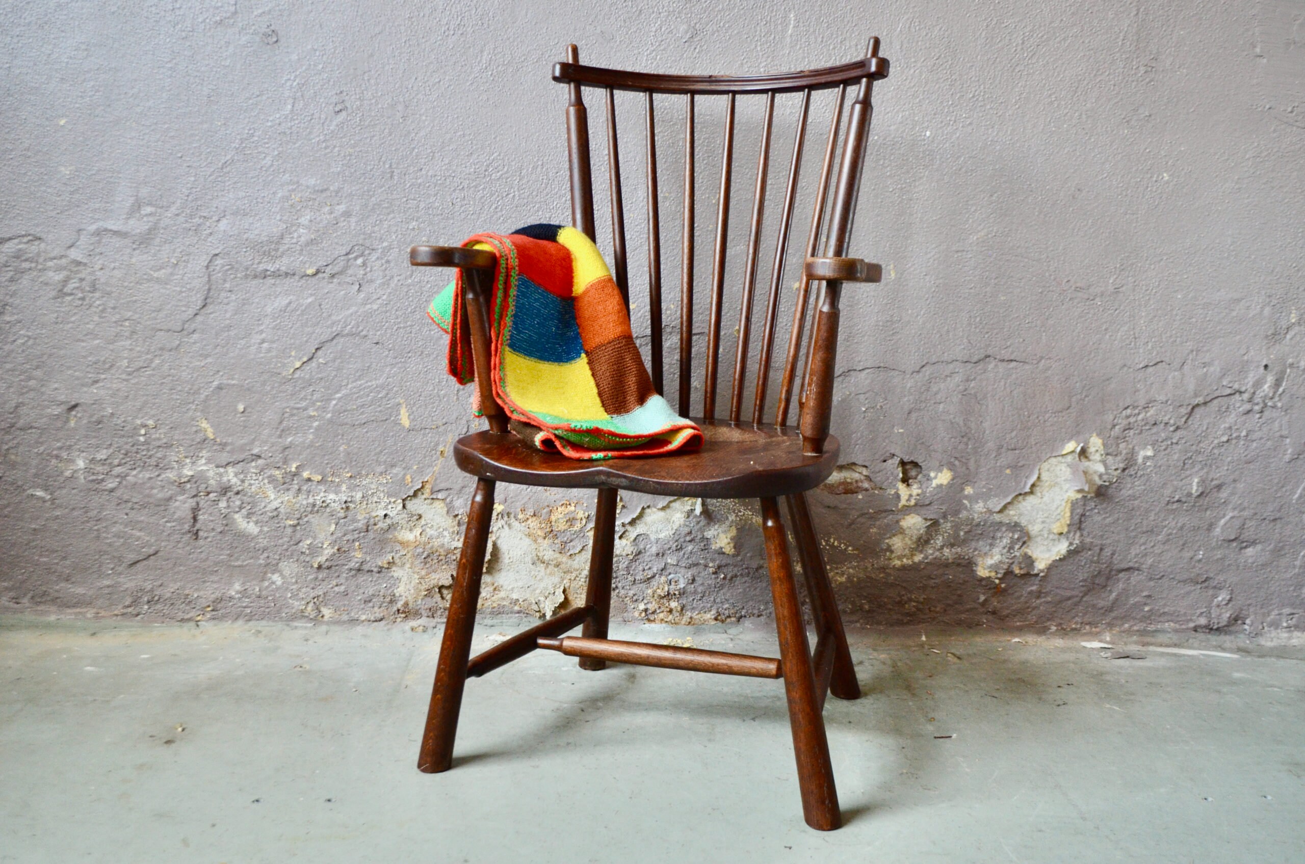 Fauteuil Ancien en Bois de Style Scandinave Rustique et Bohème