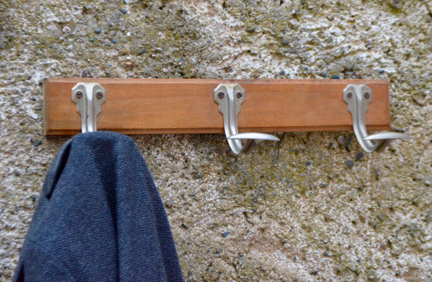 Patère Vintage Rétro en Bois et Métal Blanc Porte Manteau Expédition Brocante Coat Hanger French Dec