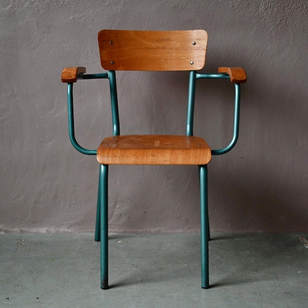 1960s tubular office chair, vintage retro French school teacher's chair, decorative
