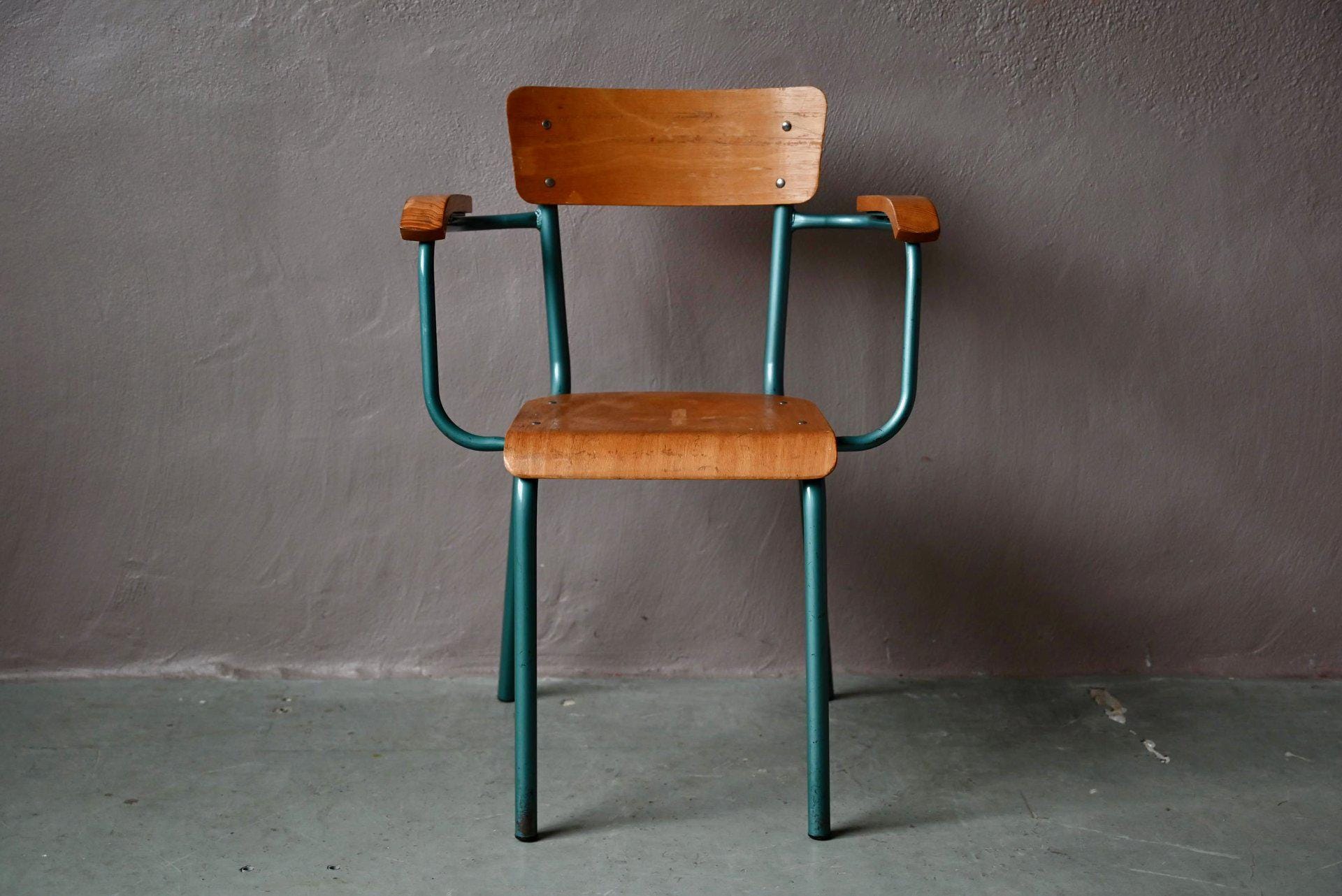 Chaise De Bureau D'administration Années 60 Tubulaire Chaise Maitre D'école Vintage Rétro French Deco