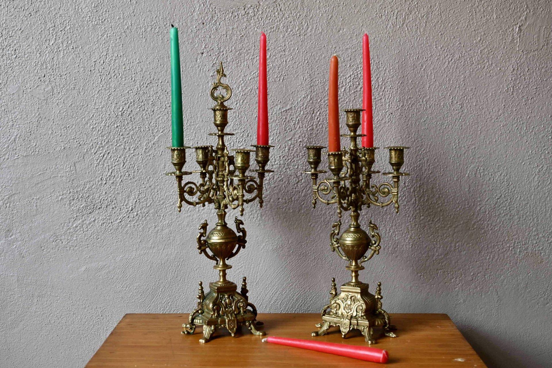 GRAND CANDÉLABRE, BOUGEOIR ancien en bronze à 5 branches EUR 42,50 GRAND CANDÉLABRE, BOUGEOIR ancien en bronze à 5 branches EUR 42,50