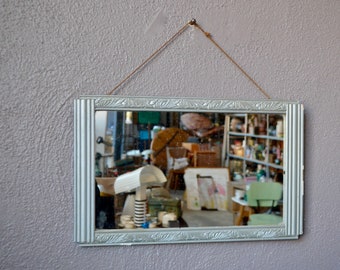 Art Deco mirror 1930 in silver carved wood vintage style boho Paris and shabby chic