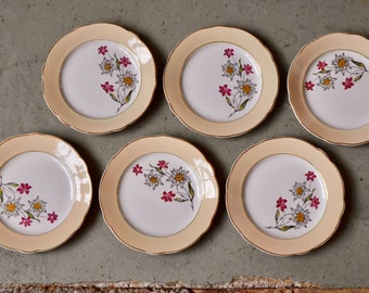 Flat plates old earthenware Keller and Guerin (K&G) of Lunéville lot of 6 boho style and chic countryside