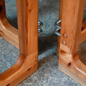 Solid pine dining set Round oval extendable table and 5 chairs Scandinavian mountain brutalist and vintage chic country design image 8