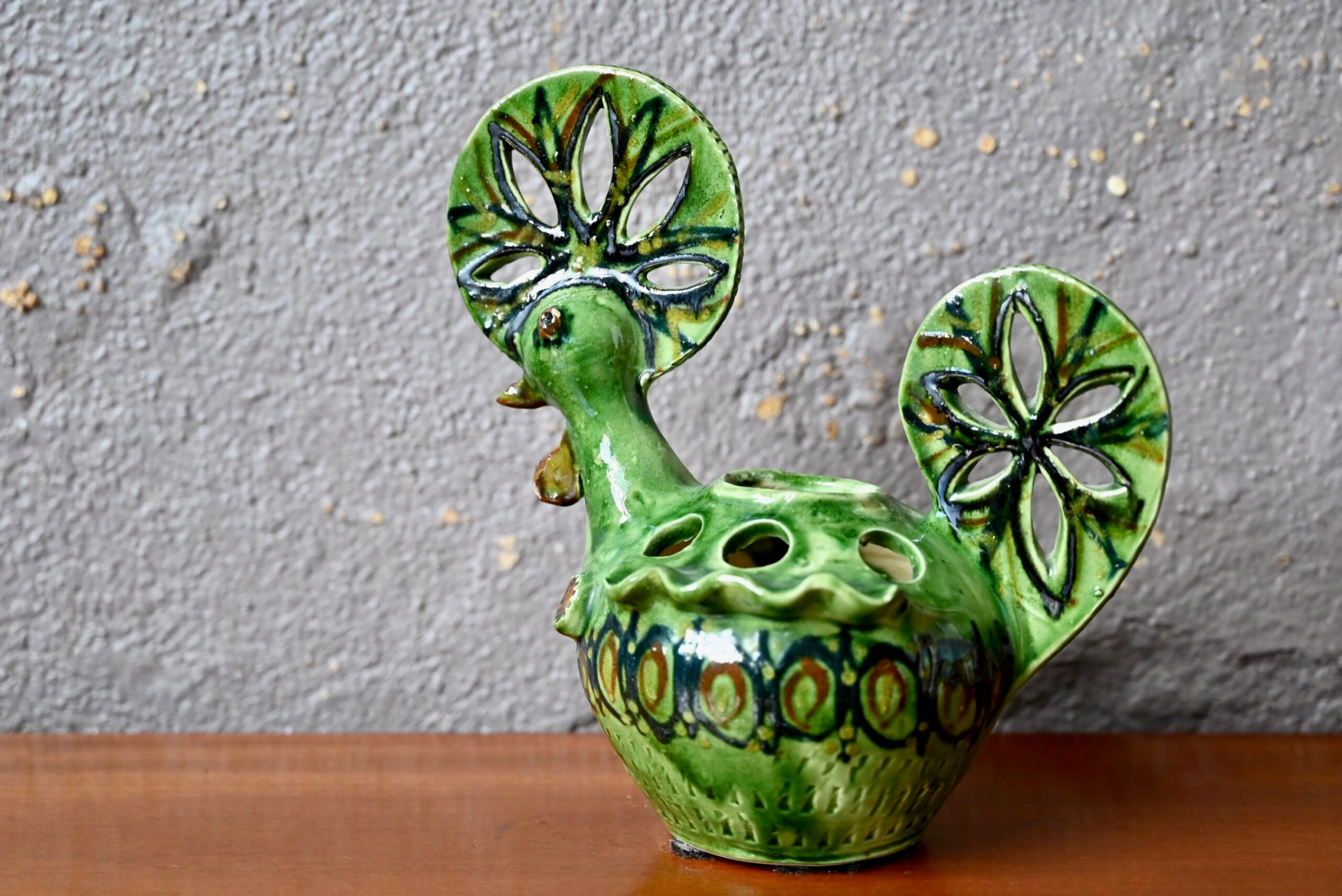 Saint Jorioz Annecy flower-picking rooster zoomorphic vintage ceramic