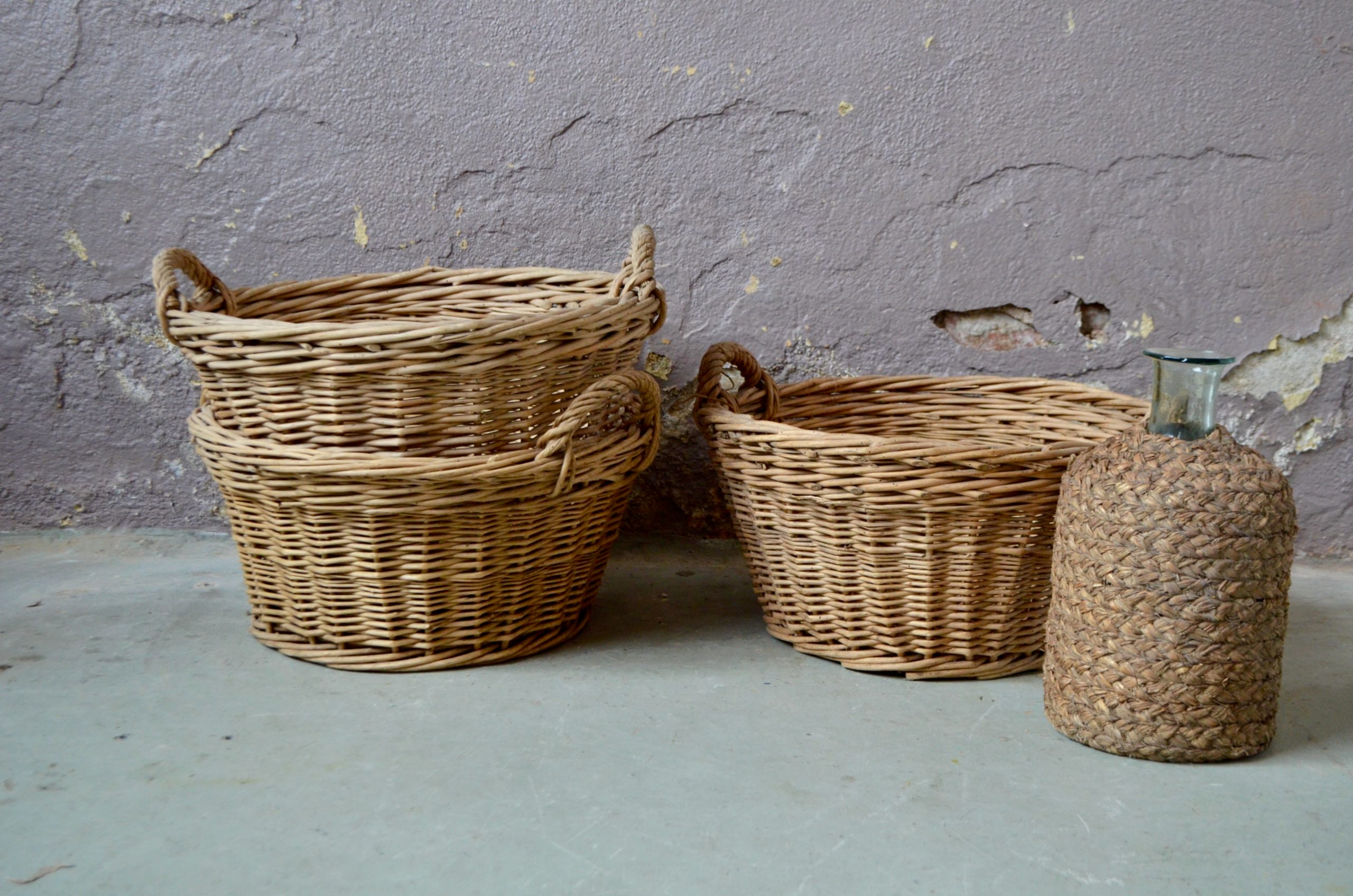 Paniers de Ferme en Osier Ancien Style Bohème et Campagne Chic