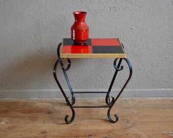 Harness table door-plants vintage retro 50s pop earthenware minimalist tea table coffee table design midcentury french table plants