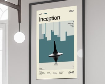 Inception Movie Poster, Movie Wall Art Digital Print, , Custom Gift For Movie Lover, Minimalist Poster
