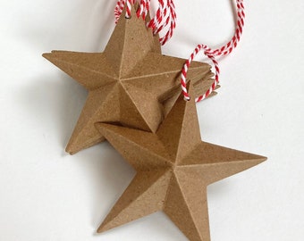 10er-Set Deko-Anhänger "Stern" Baumschmuck aus Packpapier (Upcycling) Weihnachtsdeko / Strauchschmuck / Wohndeko