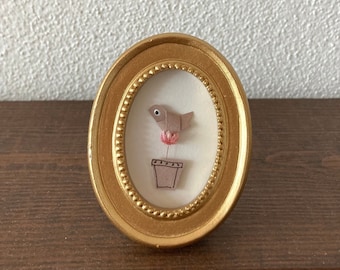 Small picture frame "Bird on flower" decoration / gift idea Mother's Day