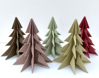 Set de 5 árboles de Navidad de papel (aprobado por veganos) / decoración del hogar / decoración navideña