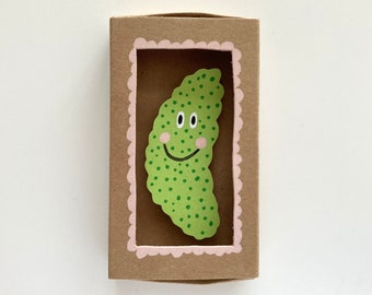 Matchbox portrait "Christmas cucumber waiting for Christmas to come" Christmas gift / Secret Santa gift