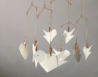 Móvil "Pájaros" con pajaritos de papel / decoración del hogar / idea de regalo