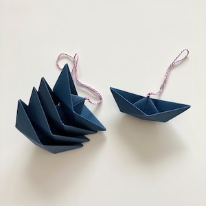 5 Papierschiffchen Deko-Anhänger / Strauchschmuck für Zweige / maritime Deko Tischdeko aus Papier