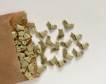 50 tiny little paper birds "FruitBirds Olive" / scattered decorations / table decorations (paper vegan-approved) limited!(: