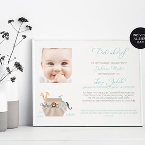 Godparent letter baptism Arche personalized to the godchild gift for baptism boy godparent certificate and baptism letter image 3