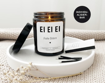 Easter gift candle in a glass "EiEiEi" with saying for women as decoration personalized with desired name - souvenir and little something