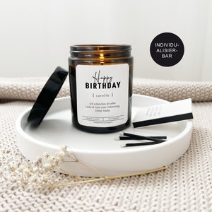 Kerze mit Spruch als Geschenk Geburtstag Mama oder beste Freundin personalisiert "Happy Birthday" – handgemachte Duftkerze aus Sojawachs