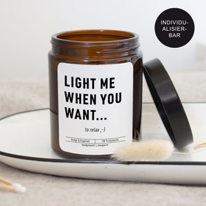 Funny candle in a glass with the saying Light me... Gift for couples, partners, boyfriends, husbands or wives for their birthday and Valentine's Day image 3